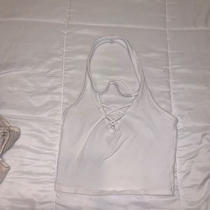 White criss cross front crop top